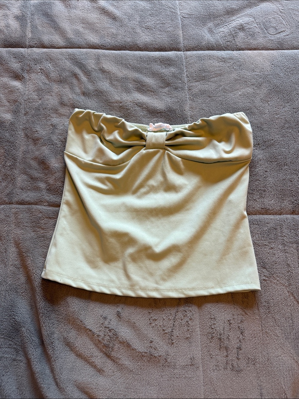 Bow-Front Strapless Tube Top in Sage Green